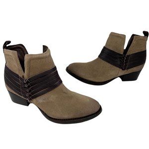 Diba Womens Skyler Ankle Boots Brown Suede Split Block Heel Pull Ons 6.5 M New